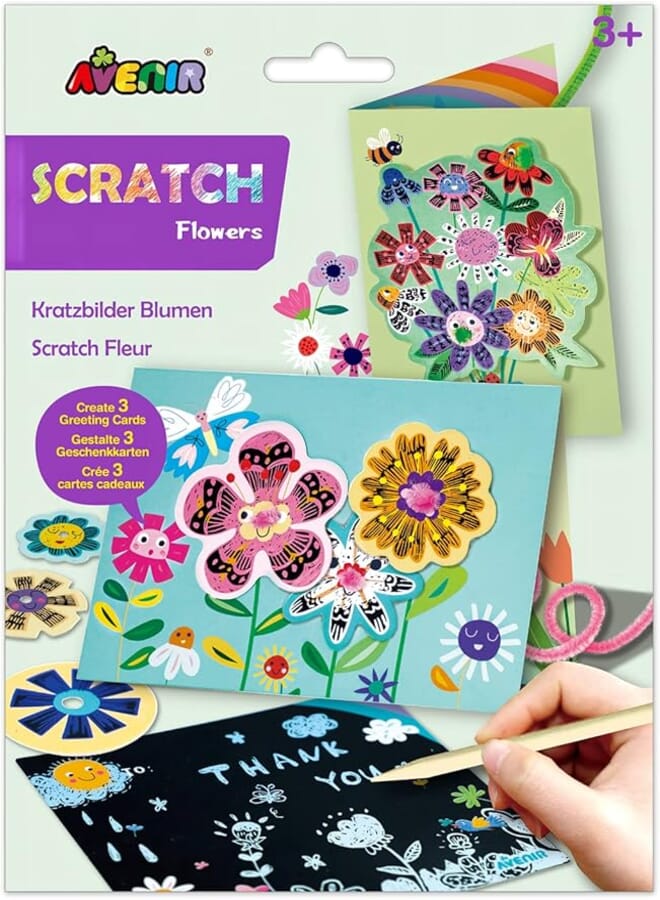 Avenir Scratch - Flowers | Arts & Crafts, Greeting Cards Set | Make Beautiful Greetings Cards | Scratch Art 3+